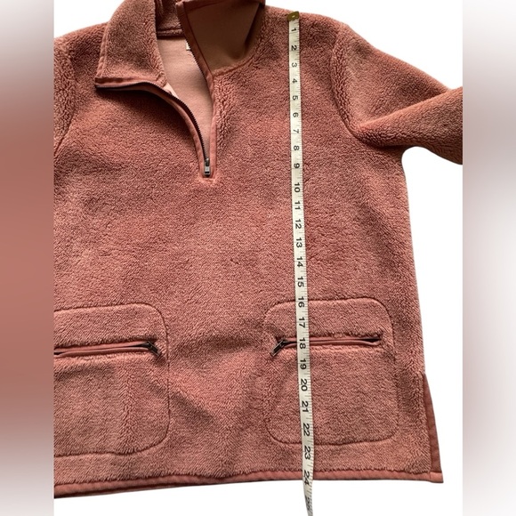 Madewell Dusty Pink Sherpa Pullover Quarter Zip Pullover Zip Pockets Size Small - Picture 12 of 15